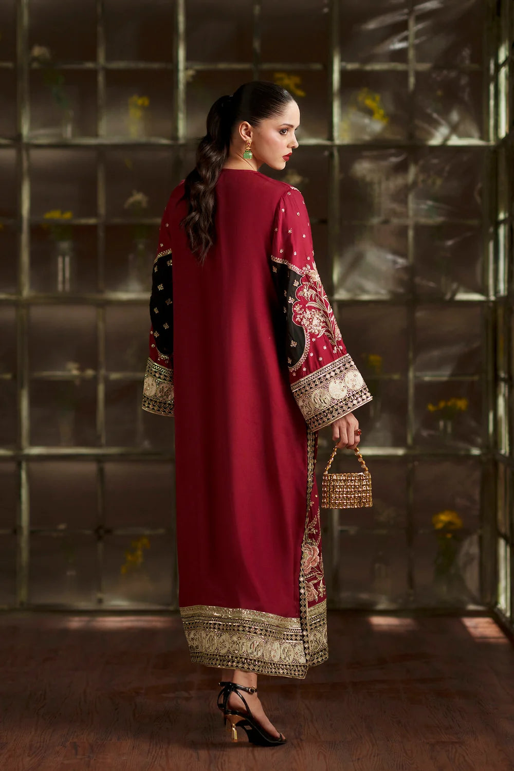 ETHNC LATEST RED RAW SILK KAFTAN | UNSTITCHED LATEST KAFTAN OF 2026 BY SHAEBIZ