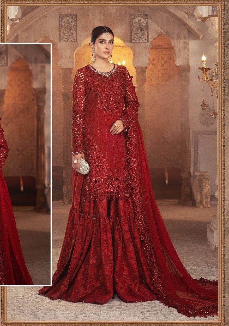 Luxury Chiffon – Heavy Embroidered 3-Piece Suit with 3D Flowers & Handwork