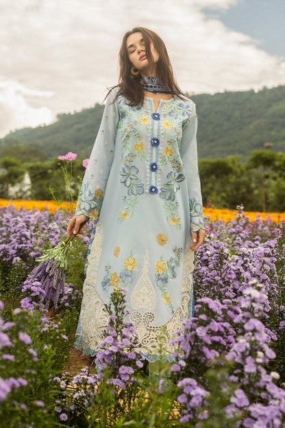 MUSHQ EMBROIDERED LUXURY LAWN COLLECTION| UNSTITCHED 3 PCS| TOP PAKISTANI DRESS BY SHAEBIZ