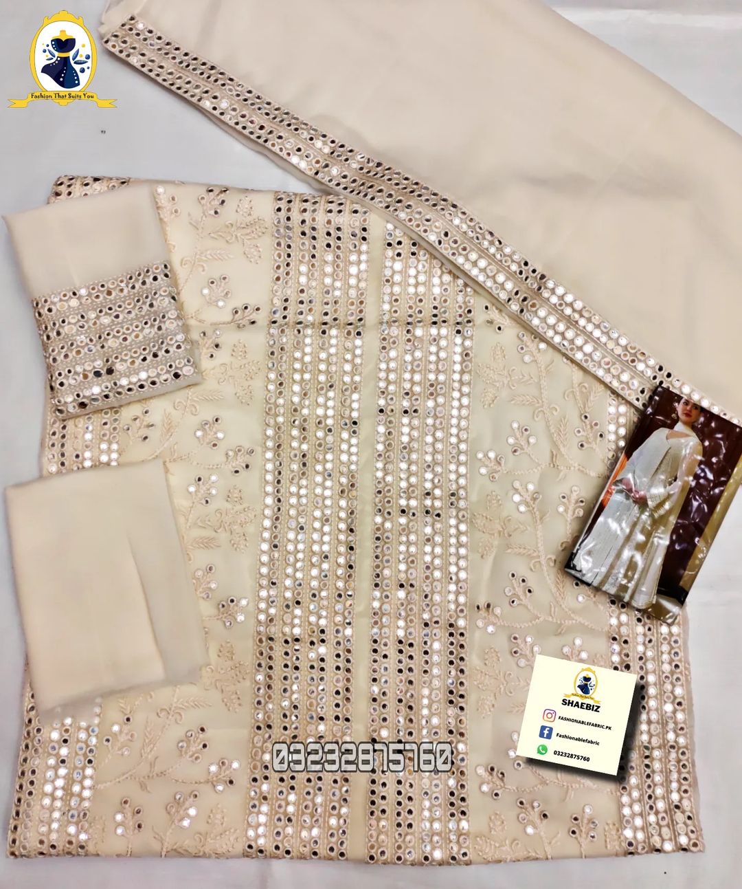 HANIA AMIR OFF-WHITE FORMAL SEMI PURE CHIFFON REH-HFW23