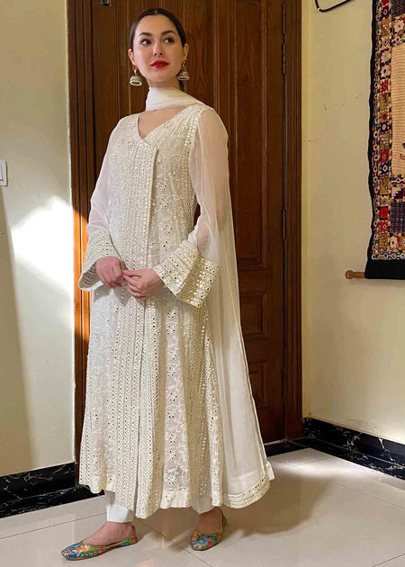 HANIA AMIR OFF-WHITE FORMAL SEMI PURE CHIFFON REH-HFW23