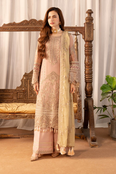 IMROZIA  PINK ROSY LUXURY WEDDING FORMALS|LATEST UNSTITCHED COLLECTION BY SHAEBIZ