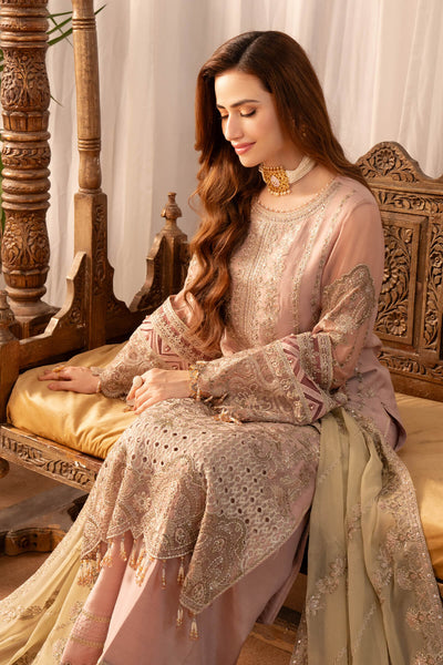 IMROZIA  PINK ROSY LUXURY WEDDING FORMALS|LATEST UNSTITCHED COLLECTION BY SHAEBIZ