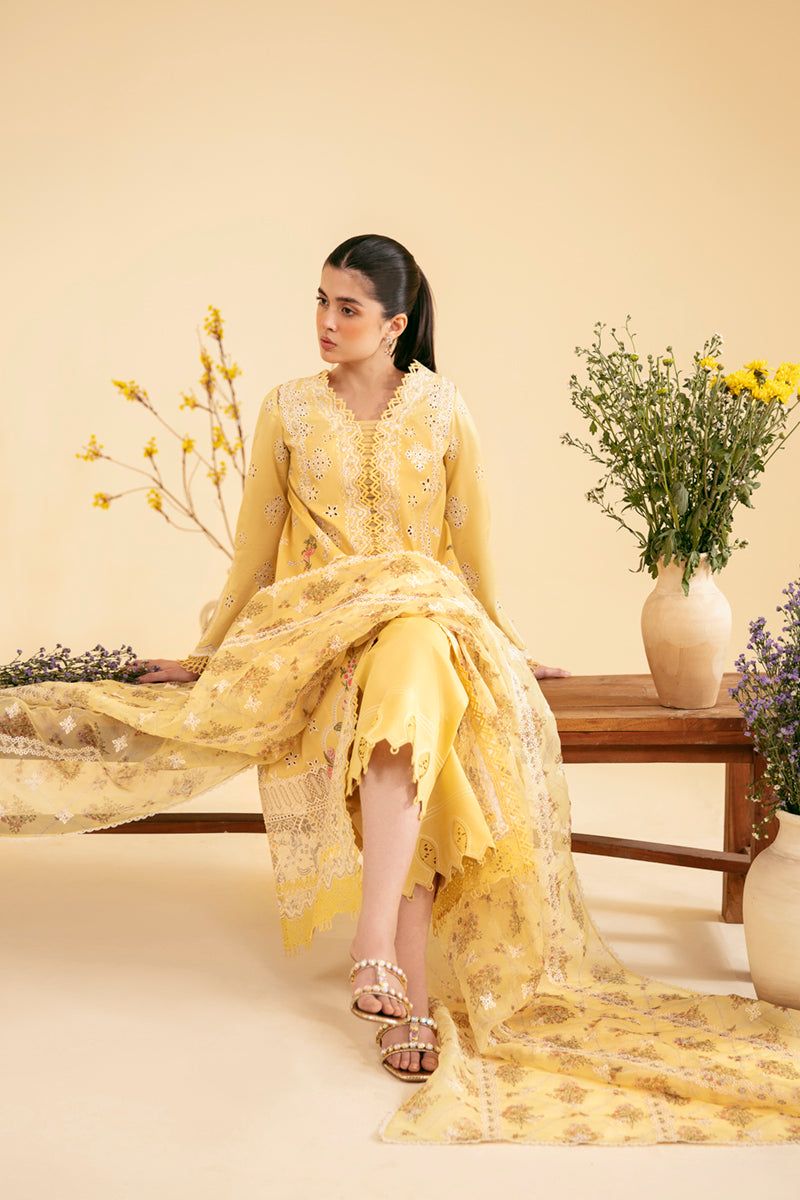 QALAMKAR YELLOW NEVAL | LUXURY LAWN COLLECTION BY SHAEBIZ
