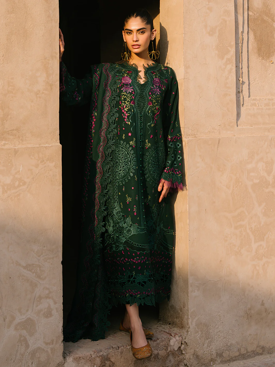 BIN LIYAS GREEN NOOS LUXURY LAWN COLLECTION | TOP PAKISTANI DRESS BY SHAEBIZ