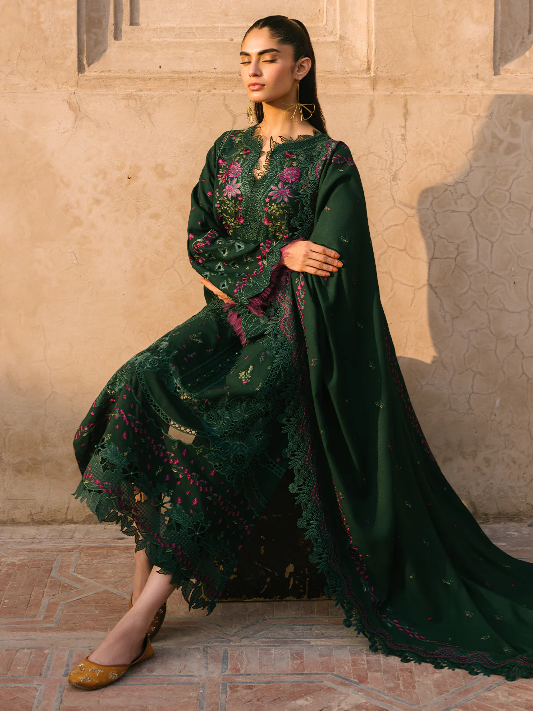 BIN LIYAS GREEN NOOS LUXURY LAWN COLLECTION | TOP PAKISTANI DRESS BY SHAEBIZ