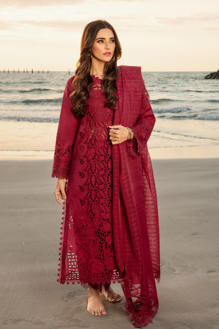 RANG RASIIYA LAAL LUXURY LAWN COLLECTION | TOP PAKISTANI DRESS BY SHAEBIZ