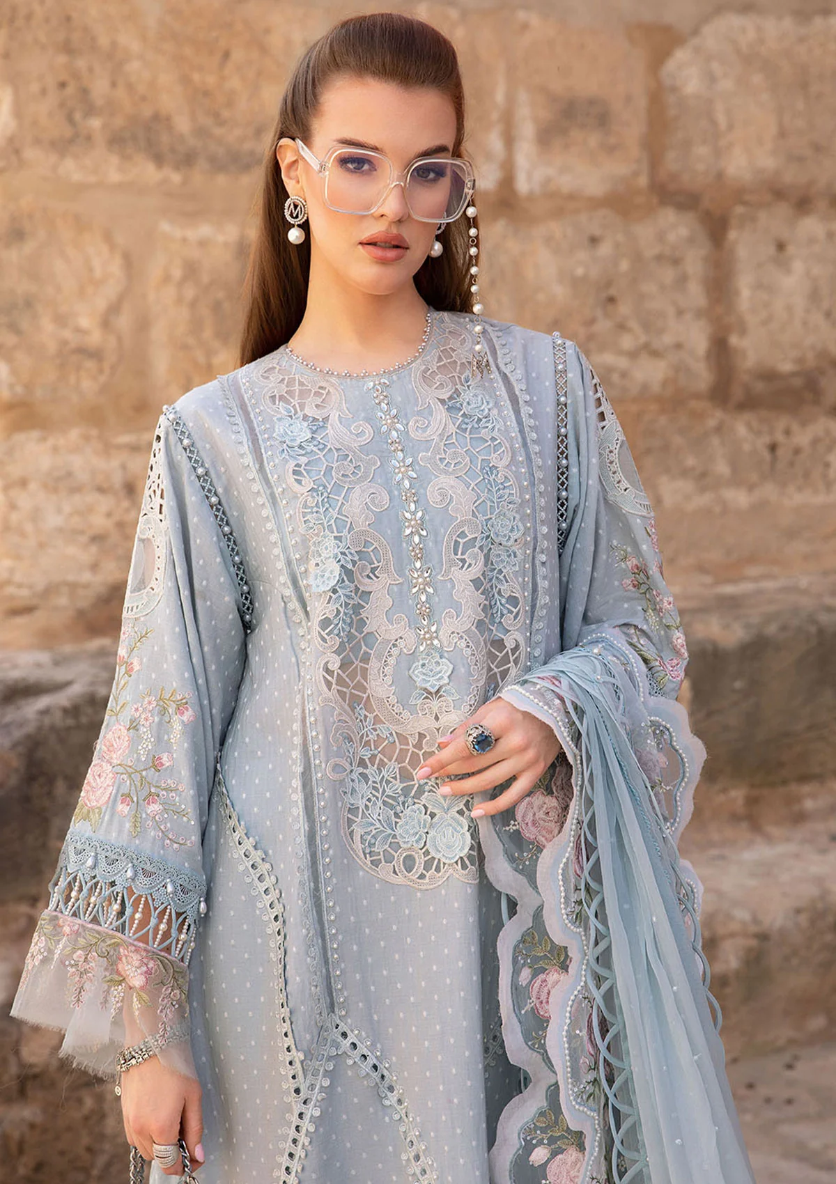 MARIA.B NAZUK LUXURY LAWN CHICKEN KARI UNSTITCH COLLECTION BY SHAEBIZ