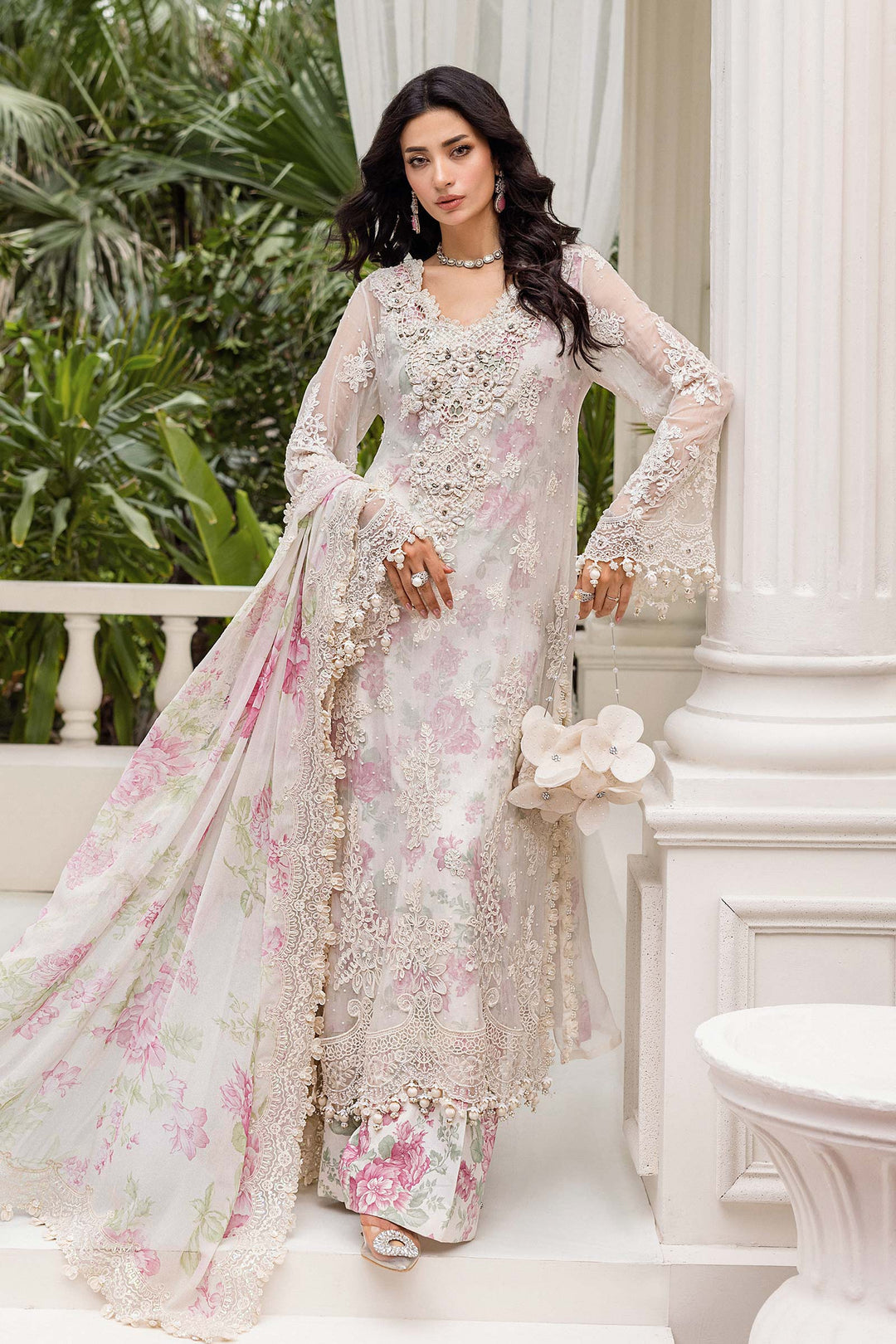 MARIA B NIRMA WHITE CHIFFON 2025 LATEST COLLECTION BY SHAEBIZ