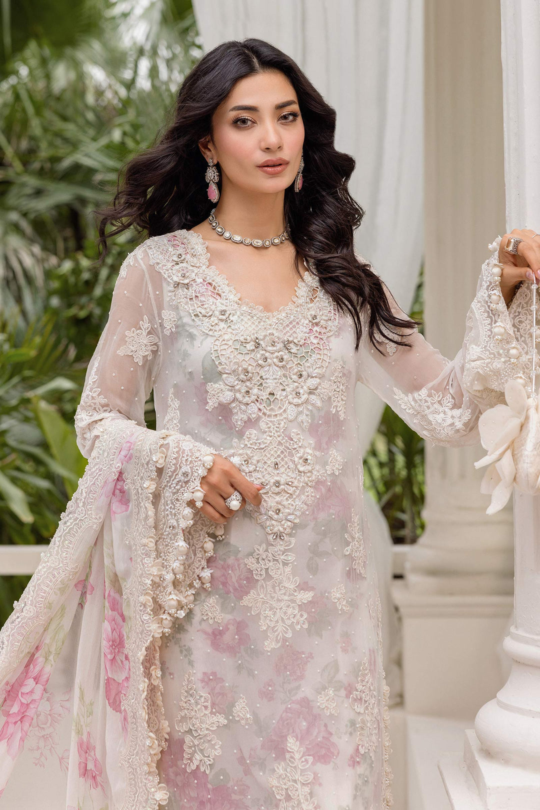 MARIA B NIRMA WHITE CHIFFON 2025 LATEST COLLECTION BY SHAEBIZ