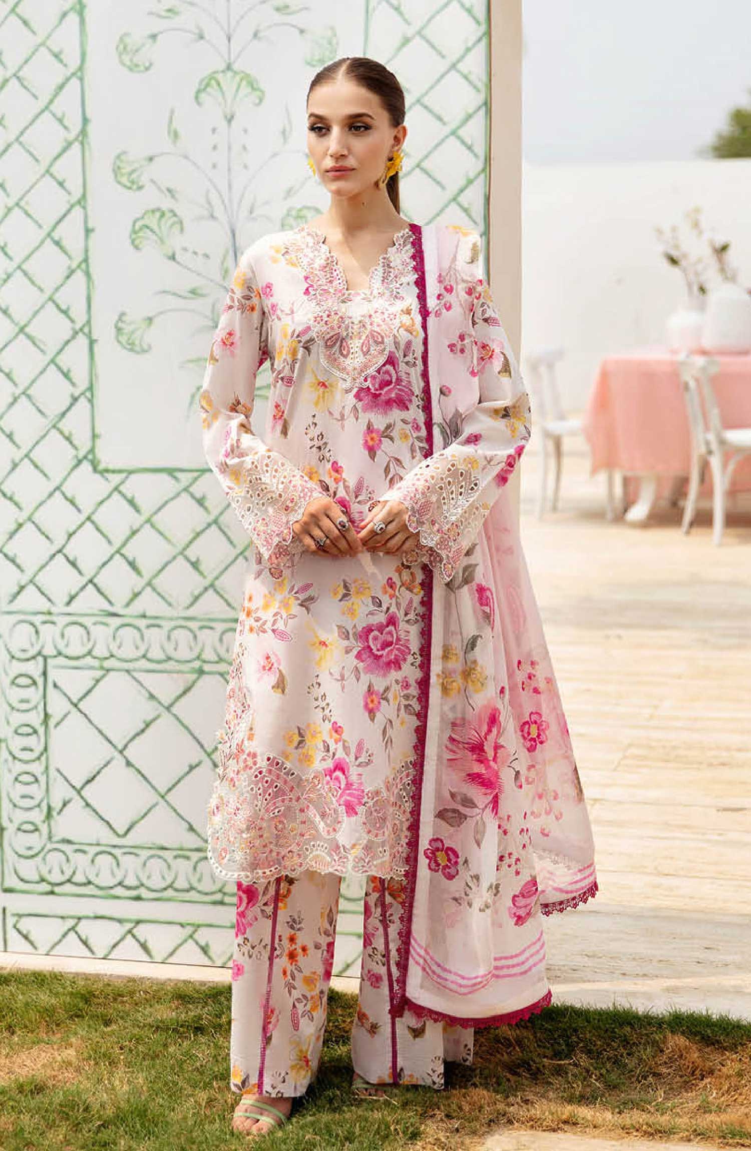 RIMSHA LAWN DHANAK RED LAWN COLLECTION | TOP PAKISTANI DRESS BY SHAEBIZ