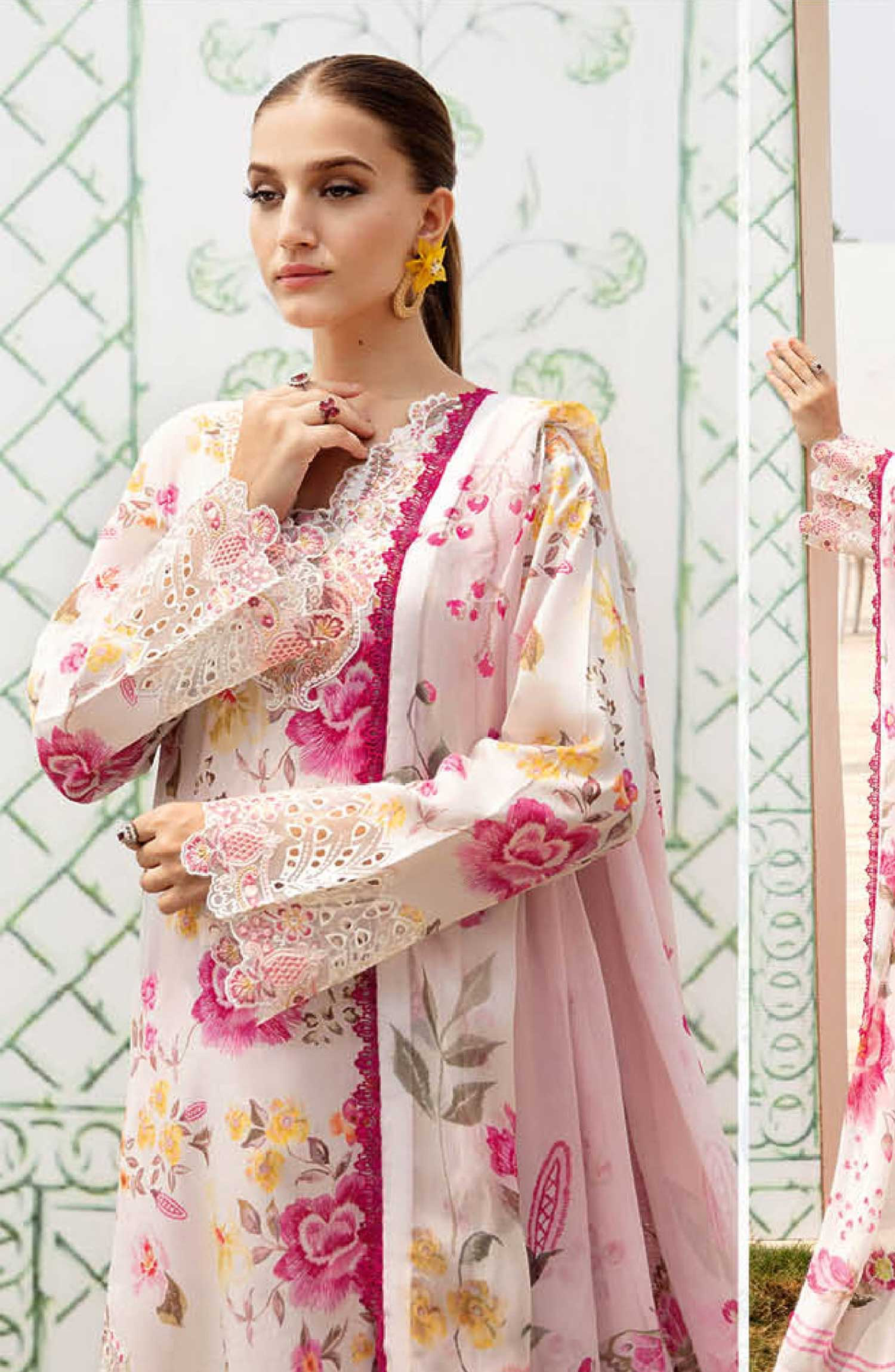 RIMSHA LAWN DHANAK RED LAWN COLLECTION | TOP PAKISTANI DRESS BY SHAEBIZ