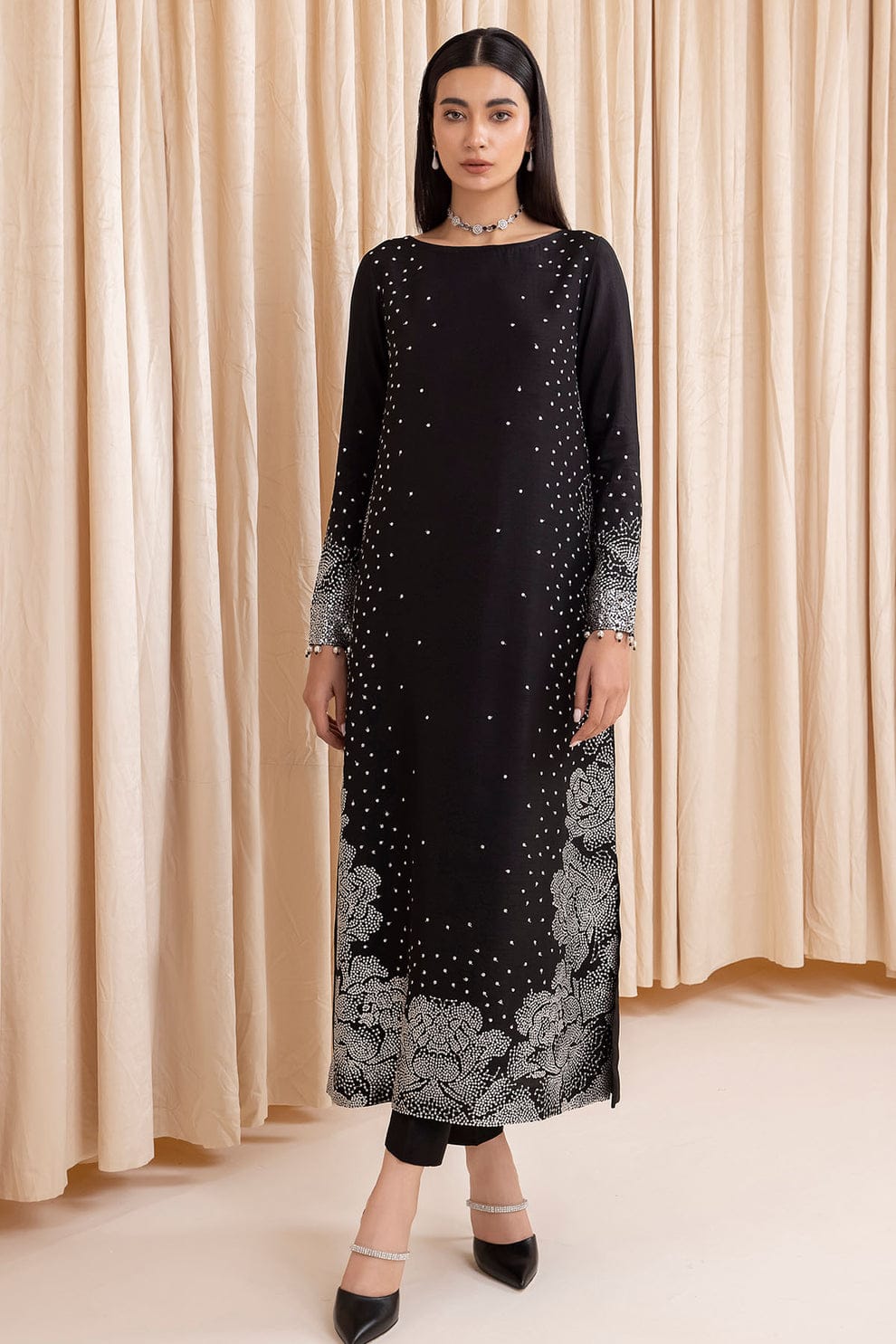 JAZMIN LUXURY ROW SILK COLLECTION | BLACK FORMAL WEAR| TOP PAKISTANI D   Shaebiz Collection