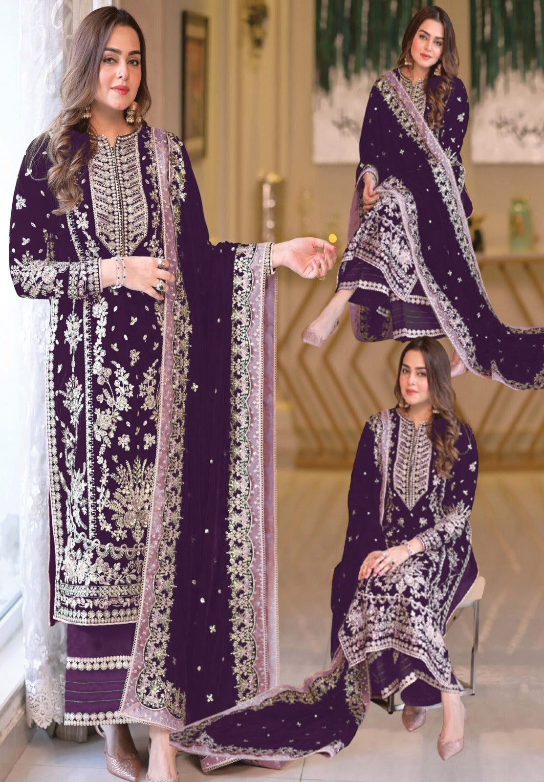 ANEELA'S LUXURY VELVET COLLECTION| WINTER COLLECTION| TOP PAKISTANI DRESS BY SHAEBIZ