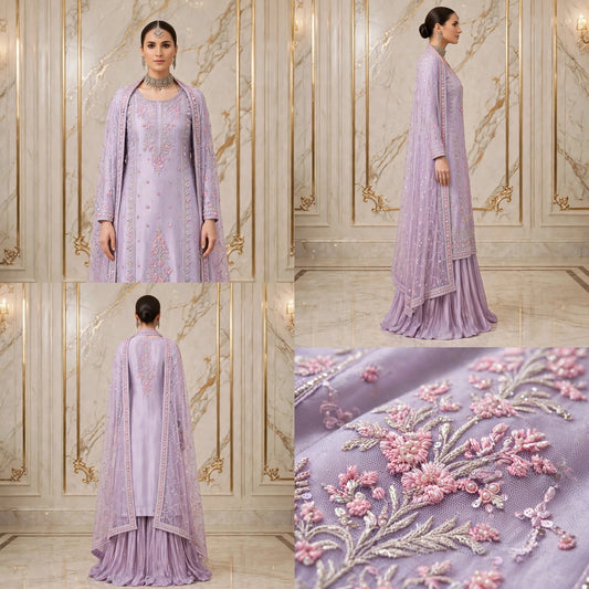 FAIZA SAQLAIN LUXURY SHEESHA SILK DRESS| UNSTITCHED WEDDING FORMALS BY SHAEBIZ