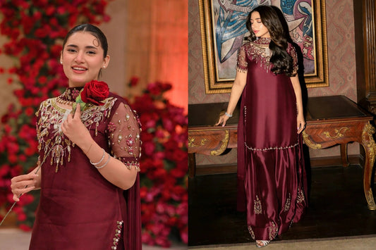 MURK NEW LUXURY SILK DRESS| UNSTITCHED 3 PCS BY SHAEBIZ