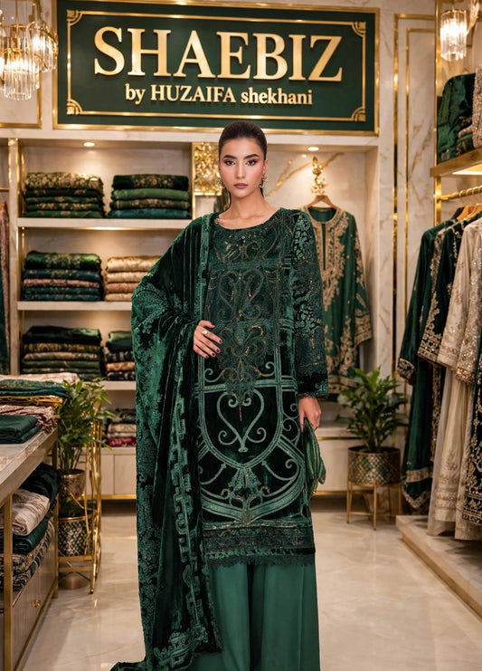 MARIA B VELVET PALACHI | UNSTITCHED LATEST COLLECTION BY SHAEBIZ