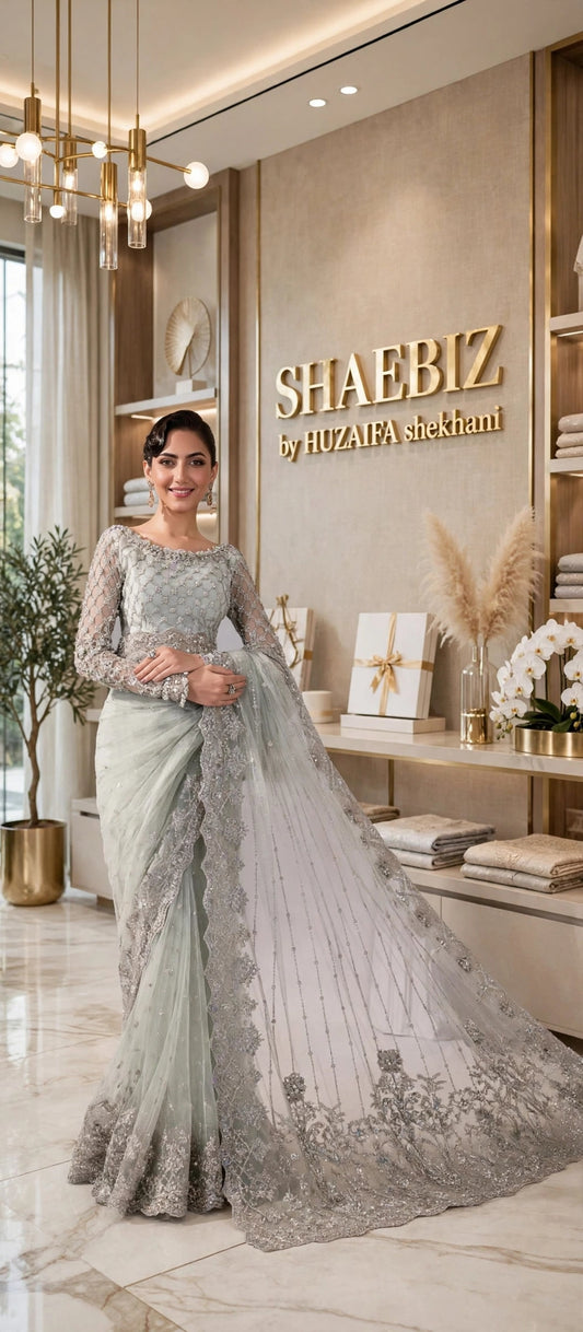 MARIA B LUXURY SAREE| LATEST SAREE COLLECTIONS BY SHAEBIZ
