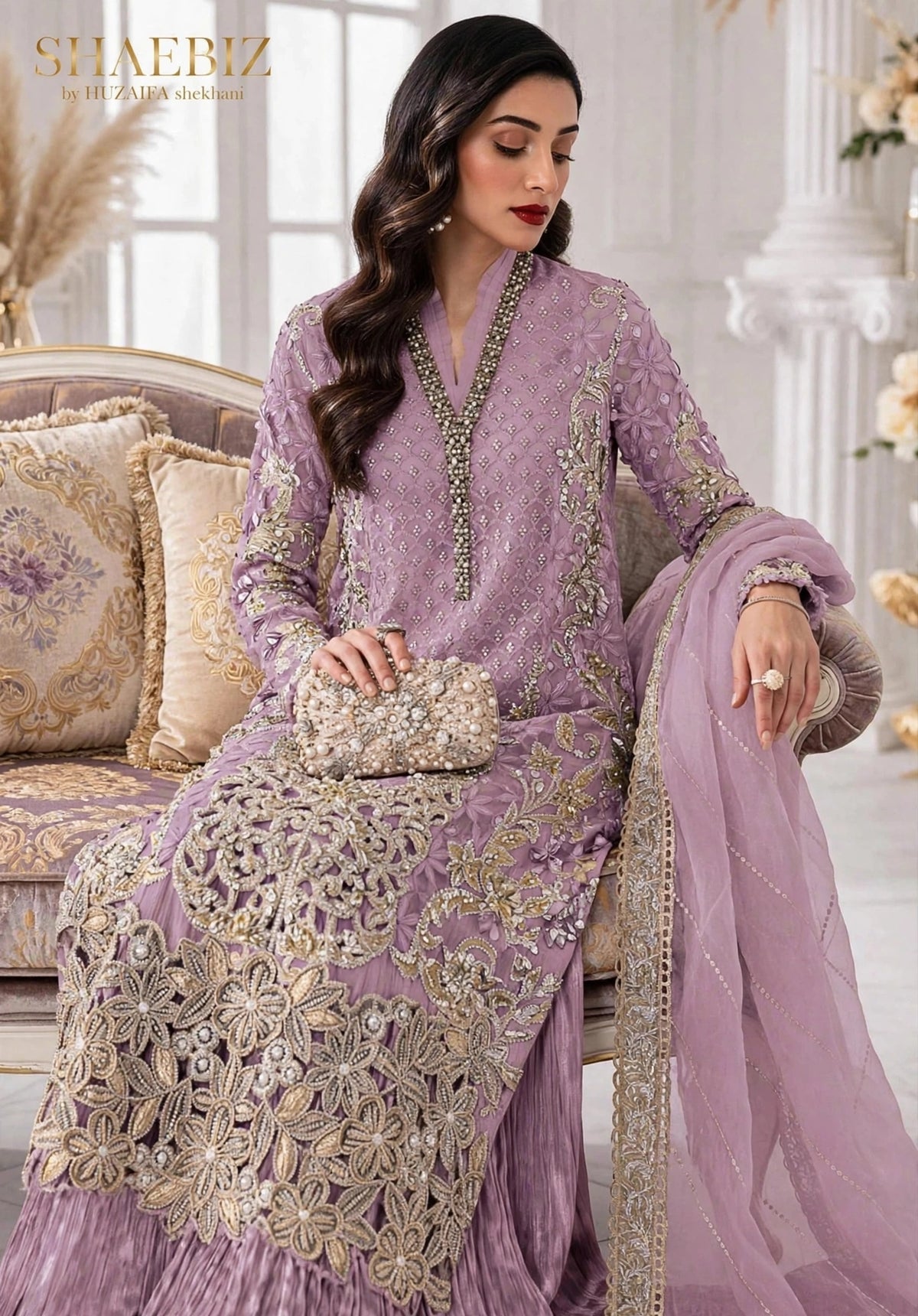 MARIA B LATEST LILIC NET PARTY WEAR| UNSTITCHED 3 PCS BY SHAEBIZ