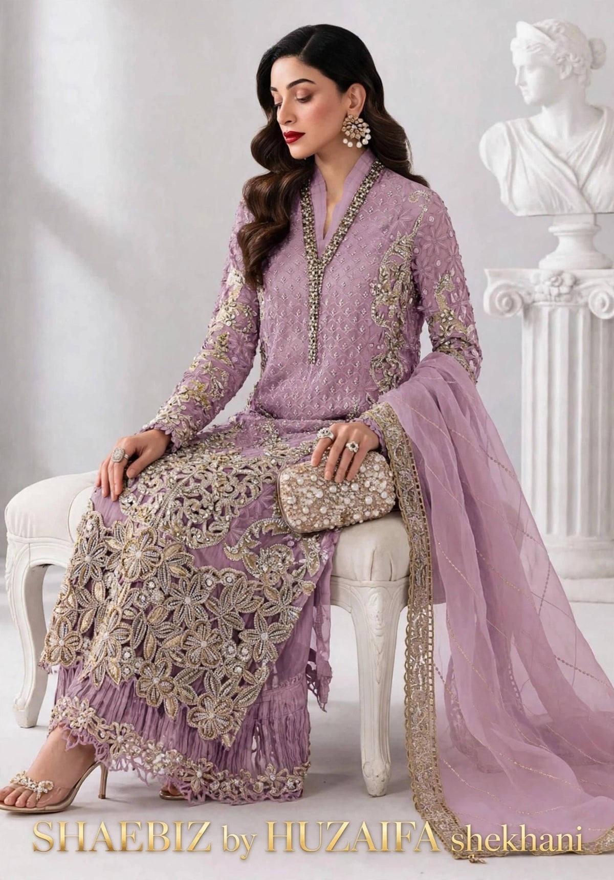 MARIA B LATEST LILIC NET PARTY WEAR| UNSTITCHED 3 PCS BY SHAEBIZ