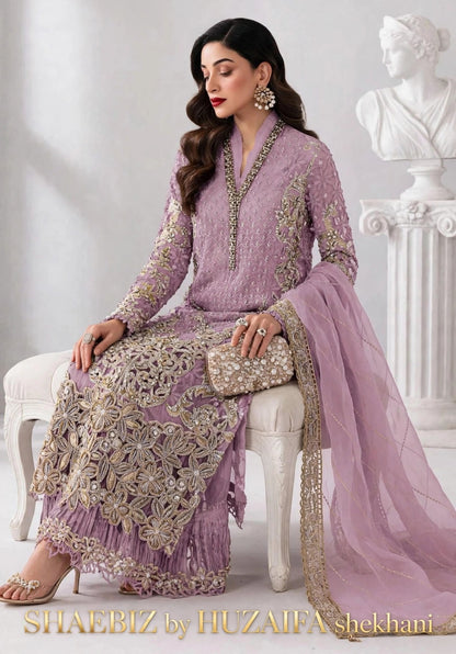 MARIA B LATEST LILIC NET PARTY WEAR| UNSTITCHED 3 PCS BY SHAEBIZ