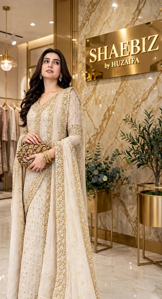 HARIS SHAKEEL LUXURY WEDDING FORMALS| NEW COLOR| UNSTITCHED 3 PCS BY SHAEBIZ