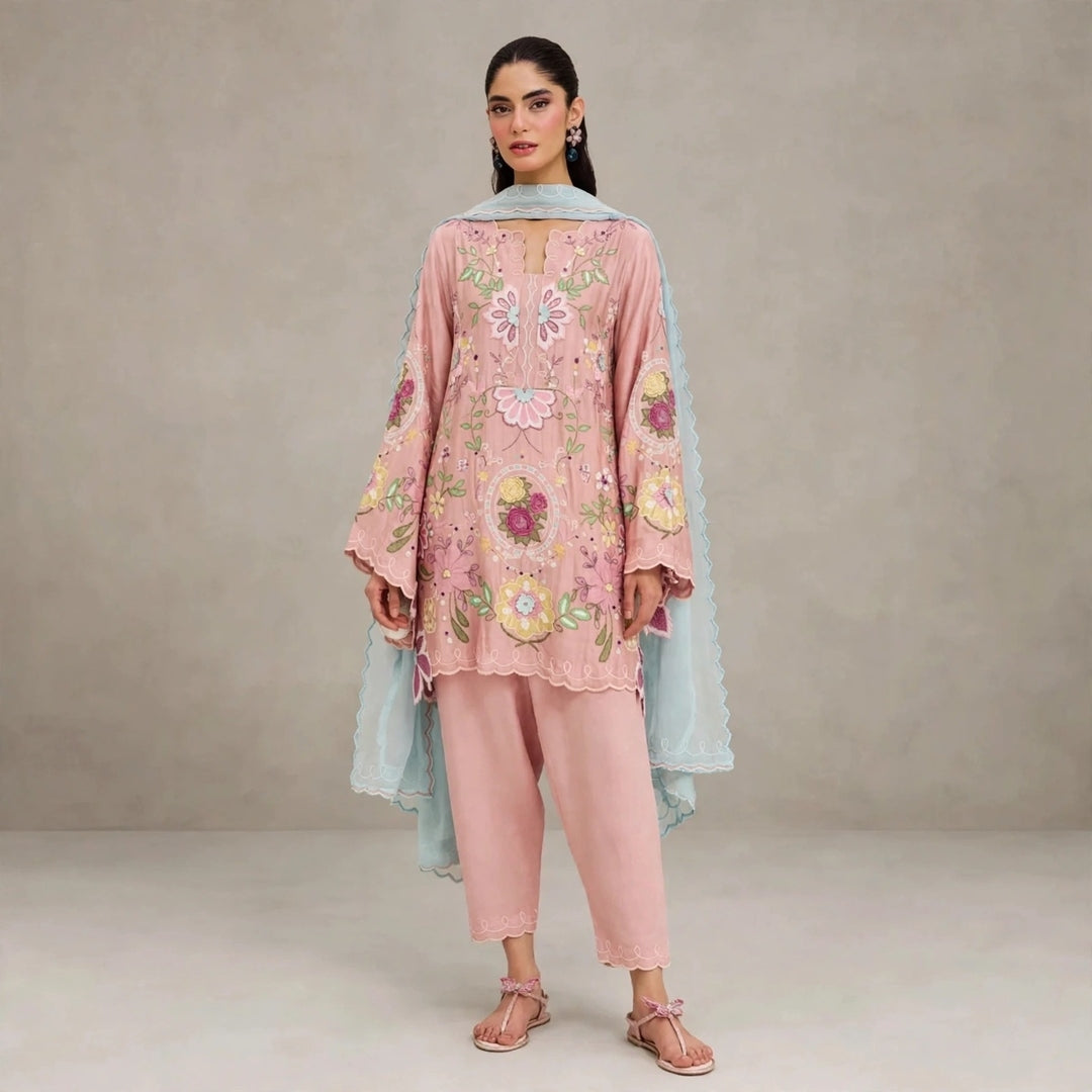 AGHA NOOR VIRAL SILK KAFTAN| UNSTITCHED 3 PCS BY SHAEBIZ