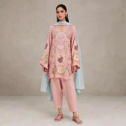 AGHA NOOR VIRAL SILK KAFTAN| UNSTITCHED 3 PCS BY SHAEBIZ