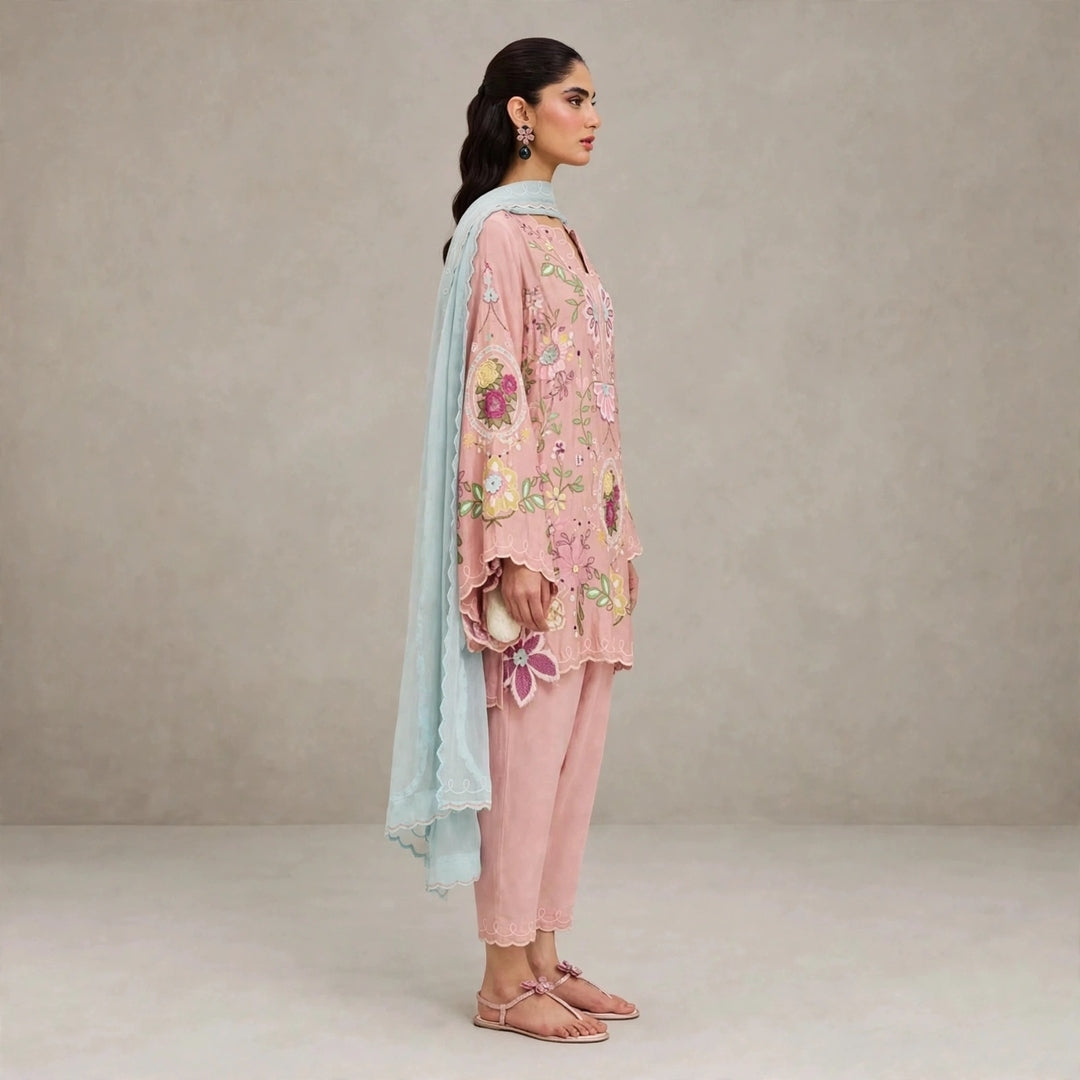 AGHA NOOR VIRAL SILK KAFTAN| UNSTITCHED 3 PCS BY SHAEBIZ