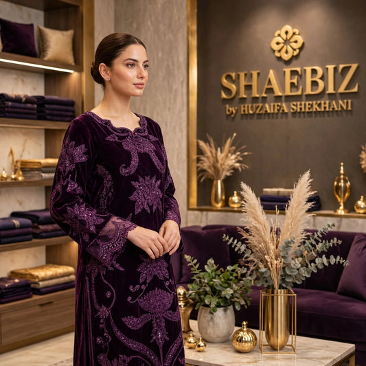 SHAEBIZ PRESENTING LUXURY MICRO 9000 VELVET | UNSTITCHED 3 PCS BY SHAE