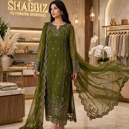 AZURE LUXURY CHIFFON COLLECTION| UNSTITCHED 3 PCS BY SHAEBIZ