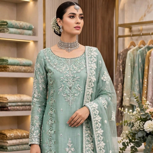 FAIZA SAQLAIN LUXURY SHEESHA SILK WITH NEW COLOR| UNSTITCHED 3 PCS BY SHAEBIZ