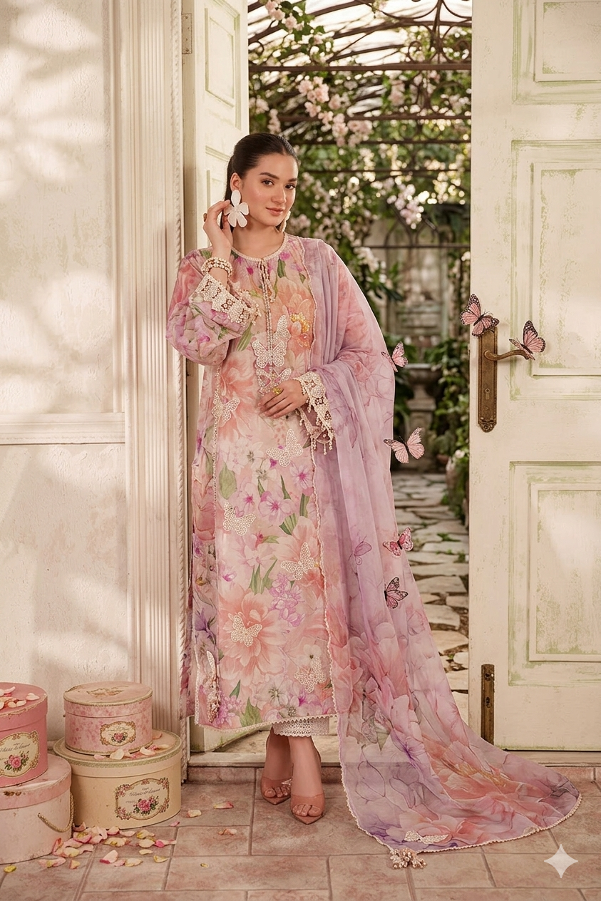 BAROQUE DIGITAL PRINT LAWN 2026 UNSTITCH COLLECTION BY SHAEBIZ