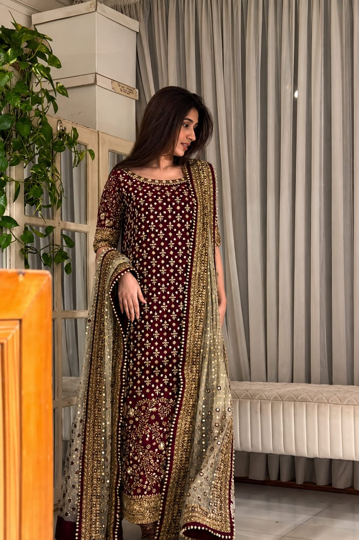 HARISH SHAKEEL 2026 HIT DESIGN SHOCKING PINK CHIFFON UNSTITCH COLLECTION