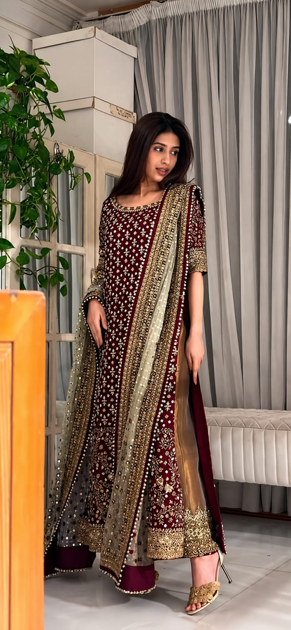 HARISH SHAKEEL 2026 HIT DESIGN SHOCKING PINK CHIFFON UNSTITCH COLLECTION