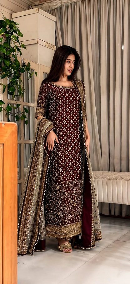 HARISH SHAKEEL 2026 HIT DESIGN SHOCKING PINK CHIFFON UNSTITCH COLLECTION