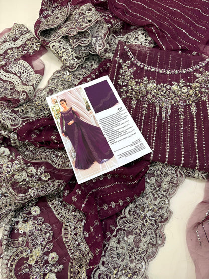MARIA B SAREE NEW COLOR CHIFFON WITH ORGENZA LUXURY WEDDING WEAR UNSTITCH COLLECTION BY SHAEBIZ