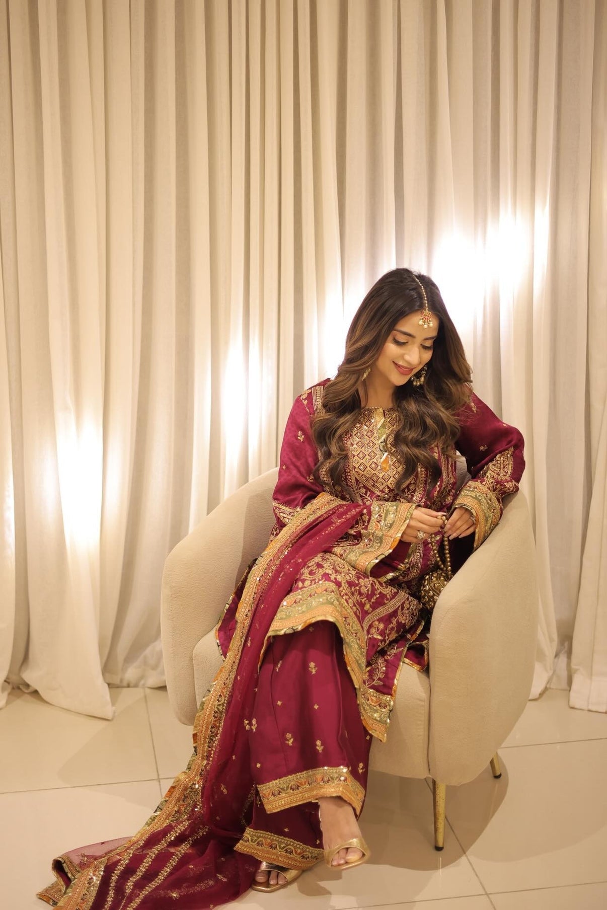 ANEELAS SHOCKING PINK LUXURY SILK UNSTITCH COLLECTION