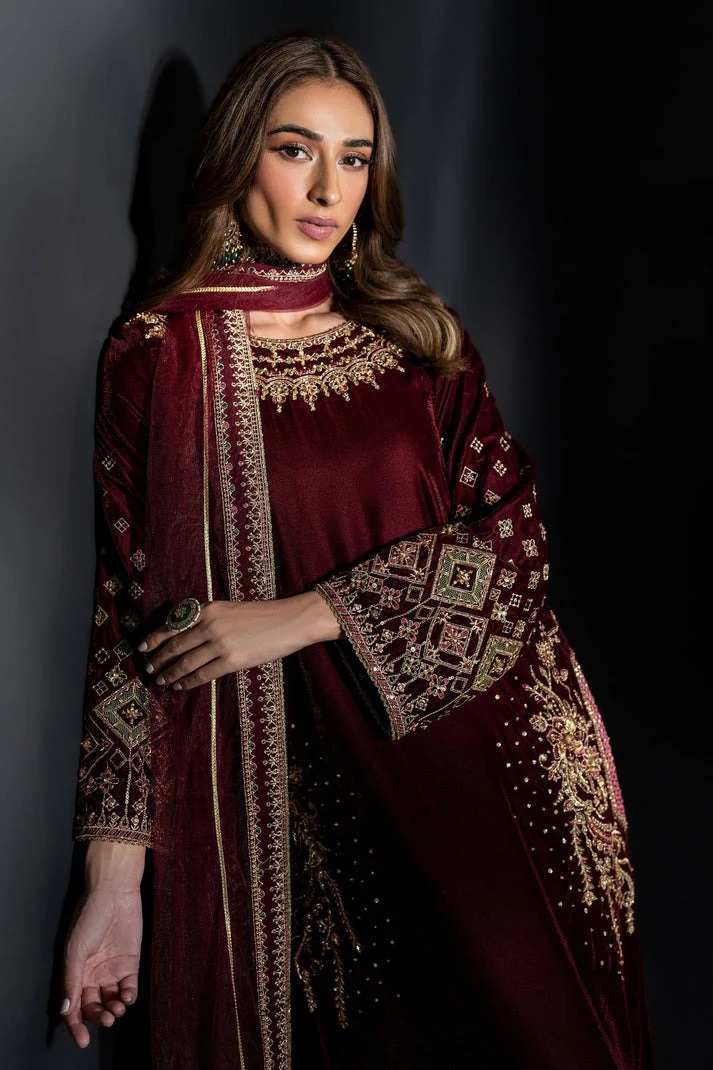 NAQSHI MIZAJ VELVET 2025 PARTY WEAR COLLECTION UNSTITCH BY SHAEBIZ