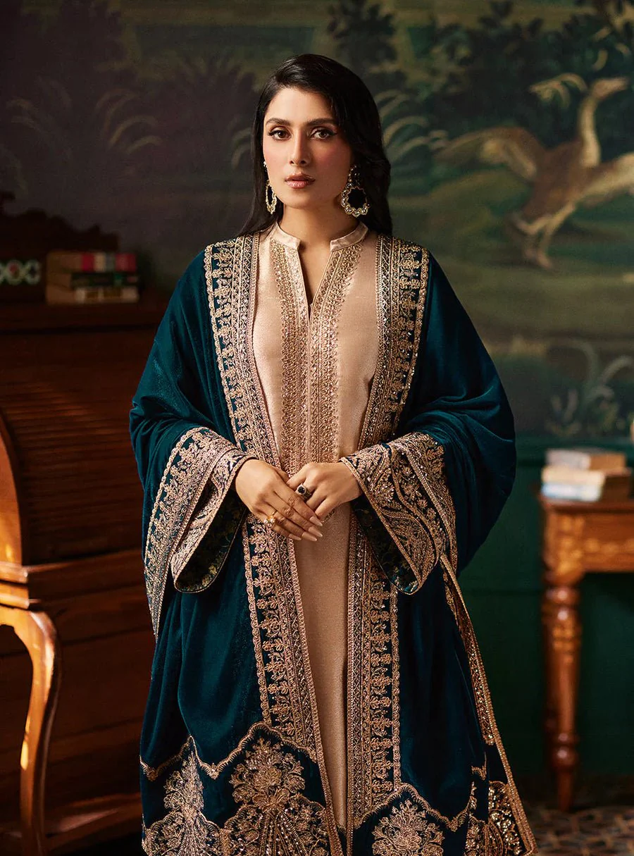 ZAINAB CHOTTANI VELVET DUAPTTA 3 PIECS UNSTITCH COLLECTION BU SHAEBIZ
