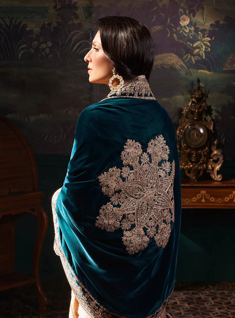ZAINAB CHOTTANI VELVET DUAPTTA 3 PIECS UNSTITCH COLLECTION BU SHAEBIZ