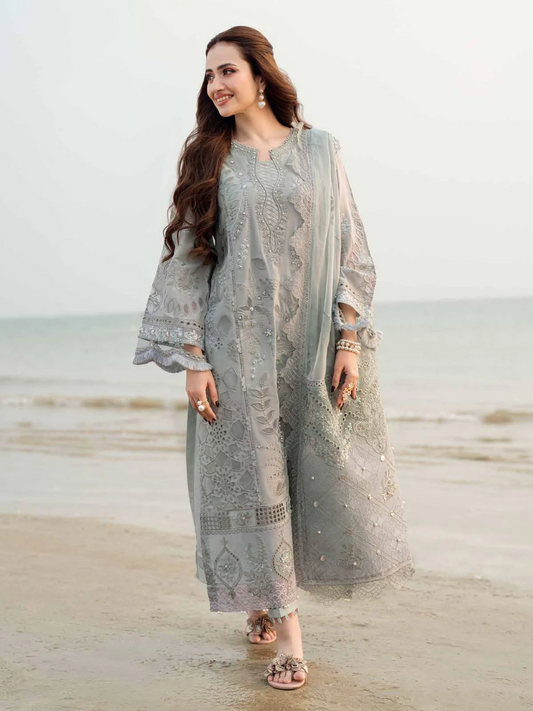 NUREH LAWN CHICKEN KARI LUXURY 2026 UNSTITCH COLLECTION BY SHAEBIZ