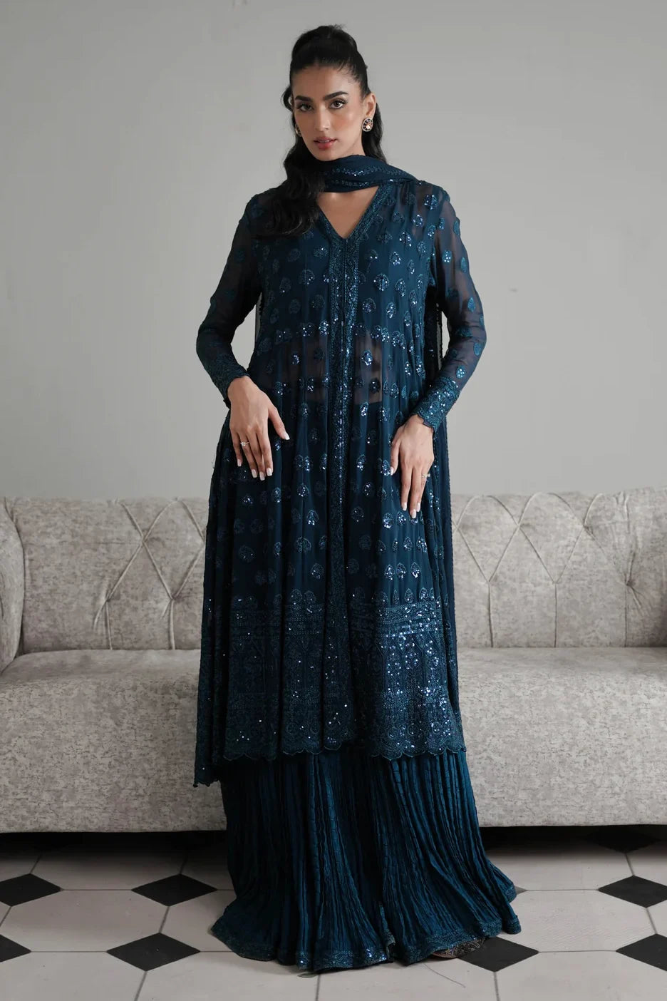 ZAIB ZINC CHIFFON PARTY WEAR| UNSTITCHED 3 PCS BY SHAEBIZ