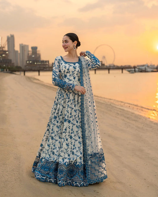 FAIZA SAQLAIN 2026 MOST VIRAL LAWN FROCK UNSTITCH COLLECTION BY SHAEBIZ