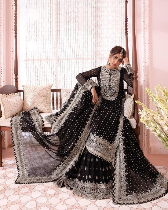 ASIM JOFA BLACK CHIFFON PARTY WEAR| WEARING BY SAJAL ALI | TOP PAKISTANI DRESS BY SHAEBIZ
