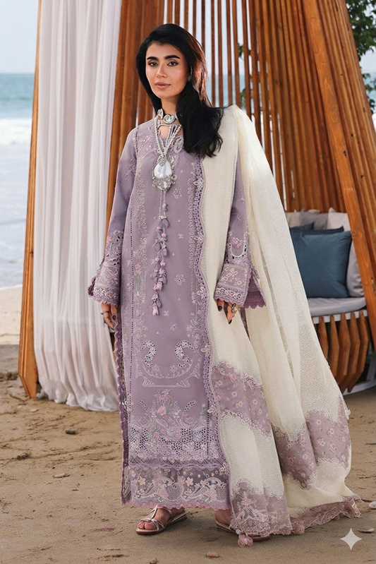 QALAMKAR LAWN CHICKEN KARI 2026 LUXURY PARTY WEAR UNSTITCH COLLECTION BY SHAEBIZ