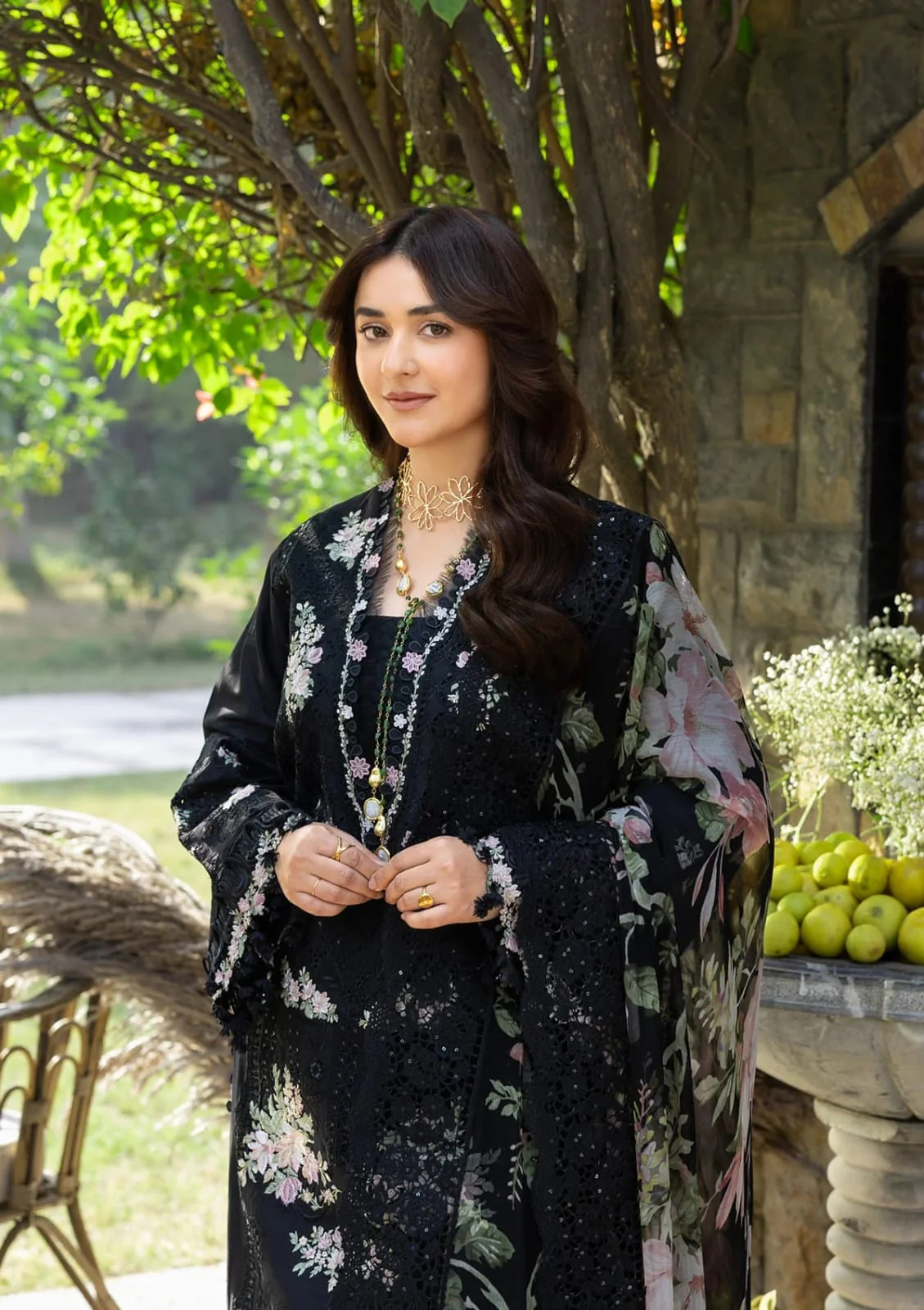 ELAF BLACK LAWN CHICKEN KARI 2026 LUXURY UNSTITCH COLLECTION BY SHAEBIZ