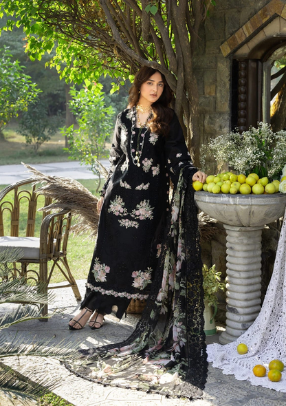 ELAF BLACK LAWN CHICKEN KARI 2026 LUXURY UNSTITCH COLLECTION BY SHAEBIZ