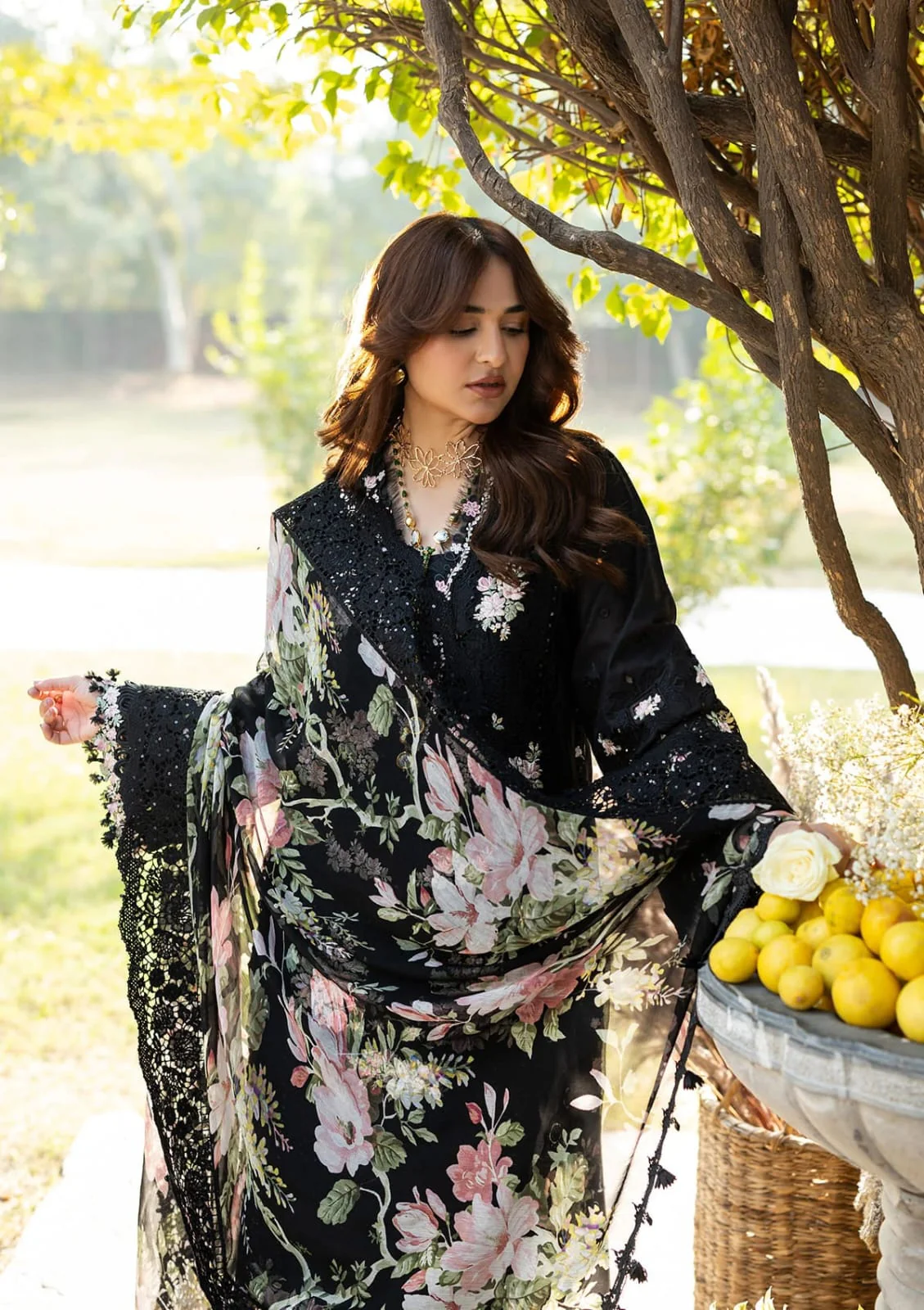 ELAF BLACK LAWN CHICKEN KARI 2026 LUXURY UNSTITCH COLLECTION BY SHAEBIZ