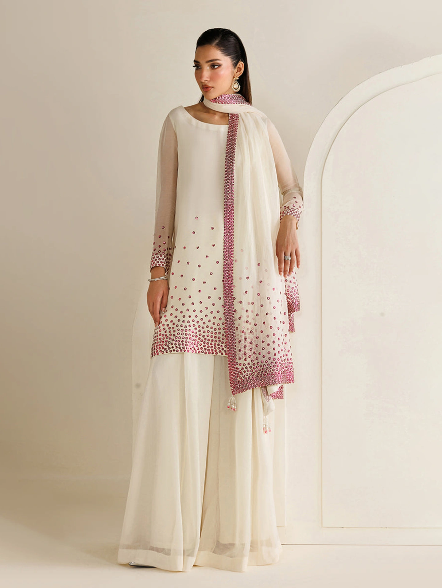 JAZMIN PINK CHIFFON 2026 LATEST UNSTITCH COLLECTION BY SHABEIZ